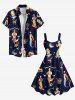 Sailor Mermaid Patriotic American Flag Anchor Shark Print Plus Size Matching Hawaii Beach Outfit For Couples -  