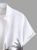 Plus Size Coconut Tree Seascape Print Buttons Pocket Hawaii Shirt For Men -  