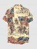 Chemise grande taille à boutons et poches pour homme, motif patriotique, motif cheval et guerrier, avec imprimé drapeau américain - Jaune clair S