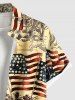 Chemise grande taille à boutons et poches pour homme, motif patriotique, motif cheval et guerrier, avec imprimé drapeau américain - Jaune clair XL