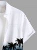 Plus Size Coconut Tree Ombre Colorblock Print Buttons Pocket Hawaii Shirt For Men -  