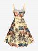 Plus Size Patriotic American Flag Horse Warrior Print Tank Dress -  
