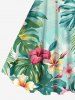Robe débardeur hawaïenne grande taille à imprimé feuilles tropicales et fleurs d'hibiscus - Vert 4X