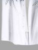 Plus Size Coconut Tree Ombre Colorblock Print Buttons Pocket Hawaii Shirt For Men -  