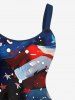 Plus Size Patriotic American Flag Galaxy Print Tank Dress -  