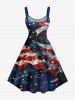 Plus Size Patriotic American Flag Galaxy Print Tank Dress -  