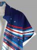 Chemise grande taille à imprimé drapeau américain patriotique et poches boutonnées pour homme - Bleu S