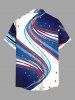 Chemise grande taille à imprimé drapeau américain patriotique et poches boutonnées pour homme - Bleu L