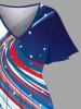 Plus Size Patriotic American Flag Colorblock Print Split Midi Dress -  