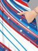 Plus Size Patriotic American Flag Colorblock Print Split Midi Dress -  