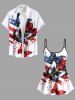 Haut tankini hawaïen à imprimé papillon et drapeau américain patriotique (bretelles réglables) - Blanc M