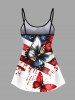 Haut tankini hawaïen à imprimé papillon et drapeau américain patriotique (bretelles réglables) - Blanc 3X