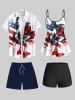 Haut tankini hawaïen à imprimé papillon et drapeau américain patriotique (bretelles réglables) - Blanc 5X