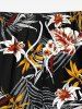 Short de plage hawaïen grande taille à imprimé floral et feuilles tropicales avec cordon de serrage pour homme - Noir 4XL