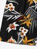 Short de plage hawaïen grande taille à imprimé floral et feuilles tropicales avec cordon de serrage pour homme - Noir 4XL