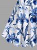 Plus Size Floral Leaves Branch Print Hawaii A Line Tank Dress -  