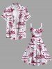 Robe débardeur grande taille à imprimé cocotier, hibiscus et fleurs marines, coupe trapèze hawaïenne - Rouge M