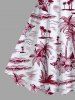 Plus Size Coconut Tree Hibiscus Flower Sea Print Hawaii A Line Tank Dress -  