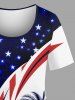Plus Size Coconut Tree Patriotic American Flag Curve Print Hawaii T-shirt -  