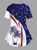 Plus Size Coconut Tree Patriotic American Flag Curve Print Hawaii T-shirt -  