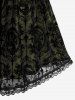 Robe vintage gothique à lacets et œillets, grande taille, imprimée, en maille croisée, pour Halloween. - Vert clair L | US 12