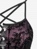 Halloween Costume Gothic Plus Size Lace Up Grommets Cross Girl Print Mesh Crisscross Vintage Dress -  