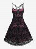 Halloween Costume Gothic Plus Size Lace Up Grommets Cross Girl Print Mesh Crisscross Vintage Dress -  