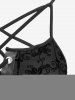 Halloween Costume Gothic Plus Size Lace Up Grommets Cross Girl Print Mesh Crisscross Vintage Dress -  