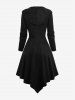 Plus Size PU Buckle Long Sleeves Hooded Handkerchief Coat -  