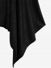 Plus Size PU Buckle Long Sleeves Hooded Handkerchief Coat -  