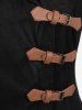 Plus Size PU Buckle Long Sleeves Hooded Handkerchief Coat -  