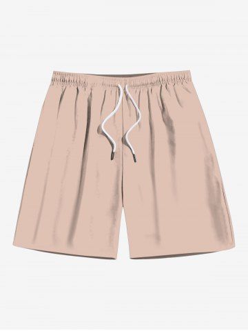 Plus Size Solid Hawaii Drawstring Beach Shorts For Men