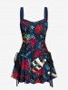 Skull Rose Flower Heart Diamond Print Plus Size Matching Outfit For Couples -  