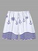 Tenue de plage hawaïenne assortie grande taille à imprimé ancre et vagues pour couples - Blanc 