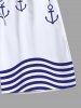 Tenue de plage hawaïenne assortie grande taille à imprimé ancre et vagues pour couples - Blanc 