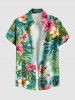 Tenue de plage hawaïenne assortie grande taille à imprimé feuilles tropicales et fleurs d'hibiscus pour couples - Vert 