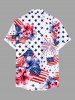 Patriotic American Flag Fireworks Hibiscus Floral Print Plus Size Matching Hawaii Beach Outfit For Couples -  