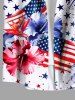 Patriotic American Flag Fireworks Hibiscus Floral Print Plus Size Matching Hawaii Beach Outfit For Couples -  