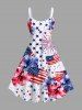 Patriotic American Flag Fireworks Hibiscus Floral Print Plus Size Matching Hawaii Beach Outfit For Couples -  