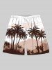 Tenue de plage hawaïenne assortie grande taille à imprimé cocotiers, montagnes et nuages, pour couples - café 