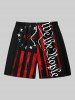 Patriotic American Flag Letters Print Plus Size Matching Outfit For Couples -  