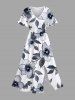 Hibiscus Flower Leaf Branch Print Plus Size Matching Hawaii Beach Outfit For Couples -  