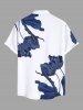 Tenue de plage hawaïenne assortie grande taille à imprimé floral et feuilles pour couples - Bleu 