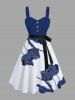 Tenue de plage hawaïenne assortie grande taille à imprimé floral et feuilles pour couples - Bleu 