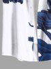 Tenue de plage hawaïenne assortie grande taille à imprimé floral et feuilles pour couples - Bleu 