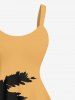 Tenue de plage hawaïenne assortie grande taille à imprimé cocotier bicolore pour couples - Deep Yellow 