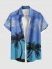Tenue de plage hawaïenne assortie grande taille à imprimé cocotier et ciel ombré pour couples - Bleu 