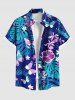 Matching Hawaii Shirt and Romper Plus Size Beach Outfit Butterfly Tropical Leaf Hibiscus Printed for Couples -  