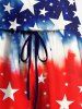 Matching Shirt and Romper Plus Size Beach Outfit Patriotic American Flag Tie Dye Printed for Couples -  