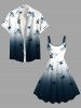 Flowers Ombre Print Plus Size Matching Hawaii Beach Outfit For Couples -  